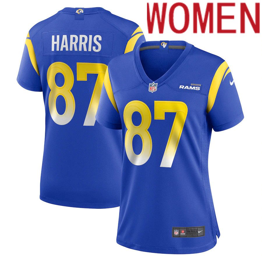 Cheap Women Los Angeles Rams 87 Jacob Harris Nike Royal Game Player NFL Jersey